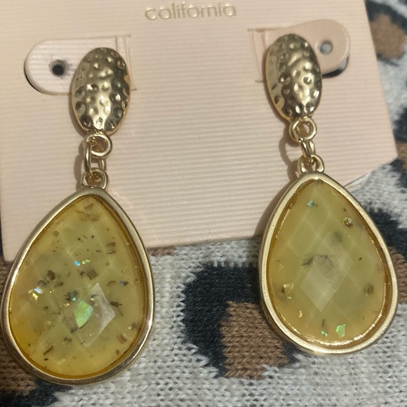 C&C California Gold Earrings with Synthetic Opal Specks - Picture 2 of 4